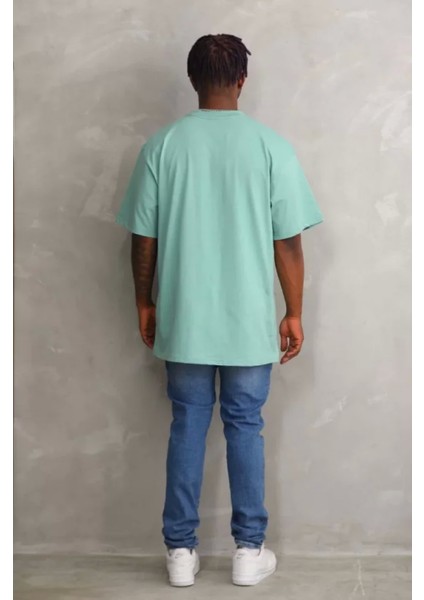 Unisex Baskılı Oversize T-Shirt - Mint Yeşili fiyatları