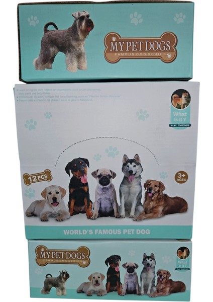 12 Adet Gerçekçi Kaliteli Oyuncak Köpek Figür Bulldog, Labrador, Rottweiler, Sibirya Kurdu, Doberman