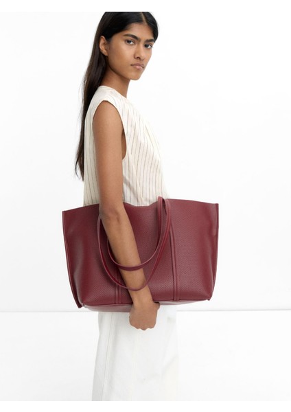 Içi Çıkarılabilir Delikli Shopper Çanta