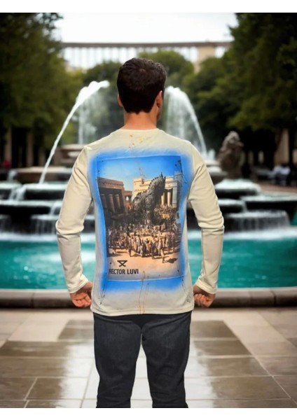 Unisex Bisiklet Yaka Uzun Kollu T-Shirt - Beyaz fiyatları