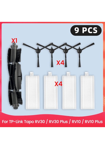 Tp-Link Tapo RV30 / RV30 Plus / RV10 / RV10 Plus Yedek Parçaları Hepa Filtre Ana Yan Fırça Aksesuarları Sarf Malzemeleri (Yurt Dışından)