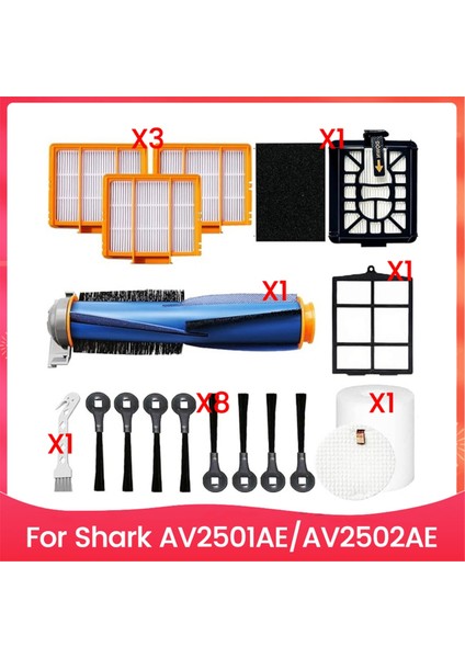 Shark AV2501AE AV2502AE Elektrikli Süpürge Aksesuarları Yedek Parçaları Için 16 Adet Silindir Yan Fırça ve Filtre Değişimi (Yurt Dışından)