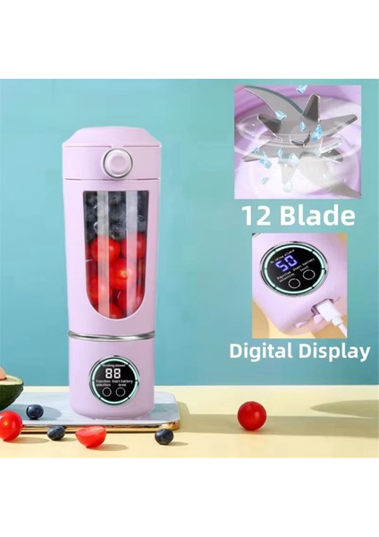 Taşınabilir Meyve Suyu Makinesi Blender Shake Smoothies 700ML 12 Bıçaklı Hızlı Karıştırma 2'si 1 Arada Blender Kişisel Meyve Suyu Sıkacağı 7.4VD (Yurt Dışından) modelleri