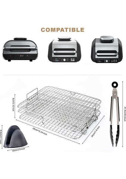 Ninja Foodi Grill Xl Air Fryer Çok Katmanlı 3 Yığılabilir Kurutma Rafı Tost Rafı Air Fryer Parçaları Için Hava Fritöz Rafı (Yurt Dışından) fırsatları