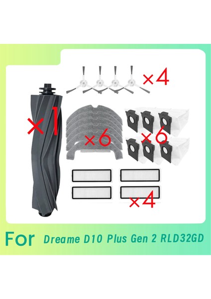 Dreame D10 Plus Gen 2 RLD32GD Süpürme Robotu Temizleyici Parçaları Yedek Ana Yan Fırça Paspas Filtresi Için 21 Adet (Yurt Dışından)