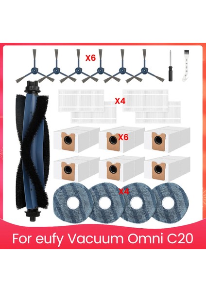 Eufy Vacuum Omni C20 Için Yedek Parçalar Ana Yan Fırça Toz Torbaları Paspas Pedleri Hepa Filtreleri Aksesuar Seti (Yurt Dışından)