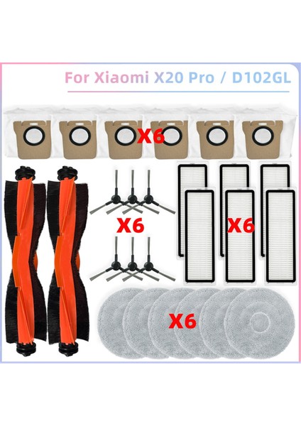 Xiaomi Robot Vakum X20 Pro / D102GL Vakum Parçaları Ana Silindir Yan Fırça Hepa Filtreler Paspas Bezi Toz Torbaları (Yurt Dışından)