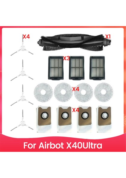 Airbot X40 Ultra Elektrikli Süpürge Aksesuarları Yedek Parçaları Için 16 Adet Fırça Filtre Toz Torbası ve Paspas Bezi Seti (Yurt Dışından)