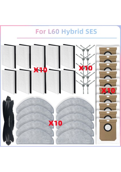 Eufy G50 Hybrid, L60 Hybrid / L60 Hybrid Ses Vakum Parçaları Ana Yan Fırça Hepa Filtre Paspas Pedleri Toz Torbaları Aksesuarlar (Yurt Dışından)