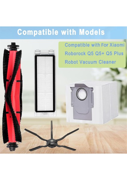 Roborock Q5 Q5+ Q5 Plus Robot Süpürge Yedek Parçaları Ana Yan Fırçalar Hepa Filtreler Toz Torbaları (Yurt Dışından) fiyatları