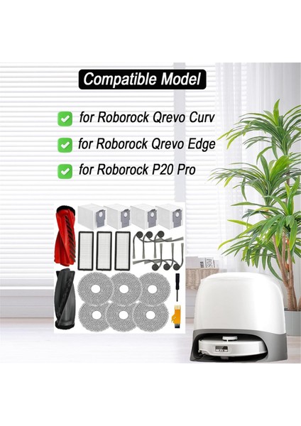 Roborock Qrevo CURV/P20 Pro/qrevo Edge Robot Süpürge Için Aksesuar Seti Ana Yan Fırça Hepa Filtreler Paspas Torbaları (Yurt Dışından) fırsatları