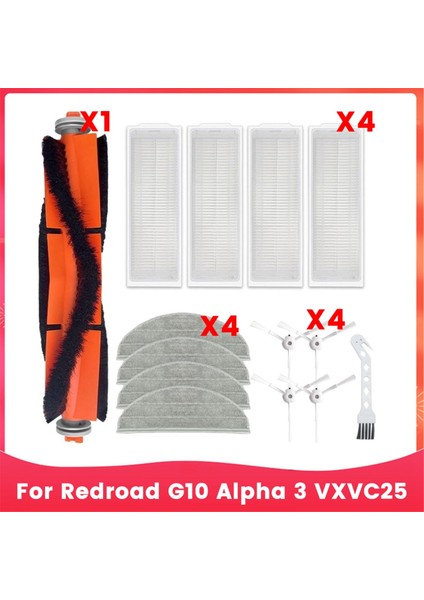 Redroad G10 Alpha 3 VXVC25 Robot Süpürge Yedek Parçaları Ana Yan Fırça Hepa Filtre Paspas Bezi Aksesuarları (Yurt Dışından)