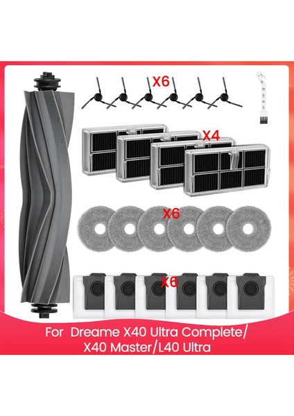 Dreame X40 Ultra COMPLETE/X40 MASTER/L40 Ultra Elektrikli Süpürgeler Için Ana Yan Fırça Toz Torbaları Paspas Pedleri Hepa Filtreleri (Yurt Dışından)
