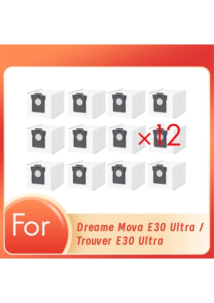 Dreame Mova E30 Ultra / Trouver E30 Ultra Süpürge Aksesuarları Için 12 Adet Toz Torbası Uzun Ömürlü ve Iyi Çalışacak Şekilde Üretilmiştir (Yurt Dışından)