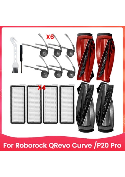 Roborock Qrevo Curve / P20 Pro Elektrikli Süpürge Parçaları Değişimi Için 16 Adet Yıkanabilir Ana Fırça Yan Fırça Filtresi (Yurt Dışından)