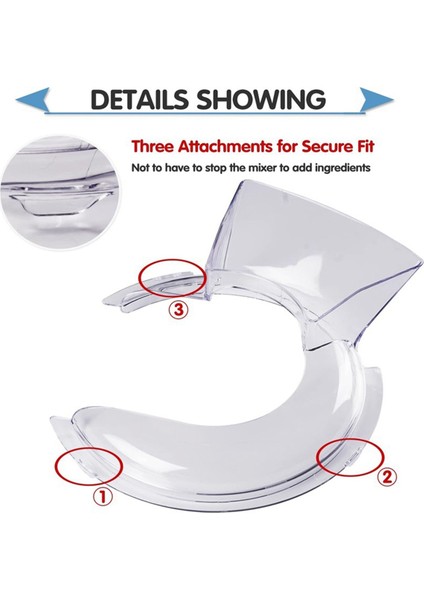 Kitchenaid Eğimli Başlıklı Stand Mikseri Için Karıştırma Bıçağı ve Sıçrama Koruyucu Mikser Standı Aksesuarları Mutfak Parçaları (Yurt Dışından) modelleri