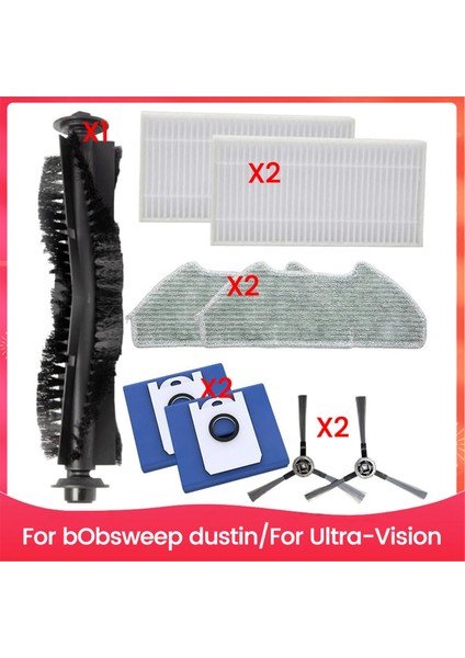 Bobsweep Dustin/ultra-Vision Vakum Aksesuarları Için Yedek Parçalar Ana Yan Fırça Filtre Paspas Bezi Toz Torbası (Yurt Dışından)