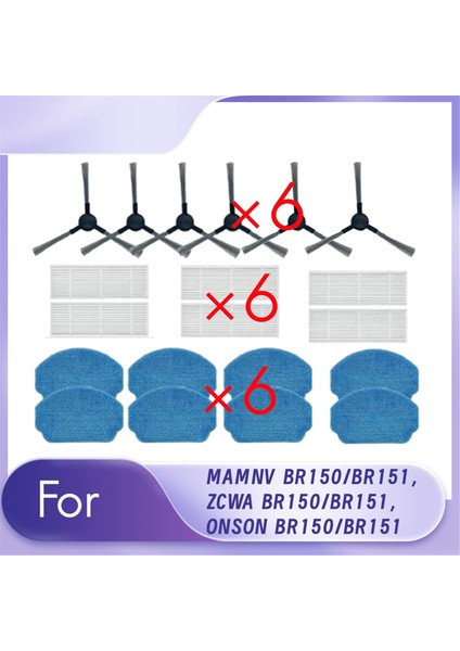 Mamnv BR150/BR151, Zcwa BR150/BR151, Onson BR150/BR151 Elektrikli Süpürge Aksesuarları Yedek Kitleri Için 18 Adet (Yurt Dışından)