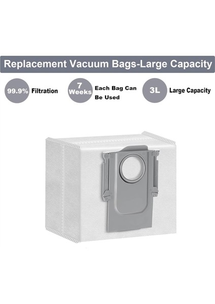 Roborock S8+, S8 Pro Ultra, S7 Maxv Ultra S7 Max, S7 Maxv Ultra, Q7 Q7+ Q8 Max+ Q5 Q5+ Robot Süpürge Için 22'li Toz Torbası Paketi (Yurt Dışından) modelleri
