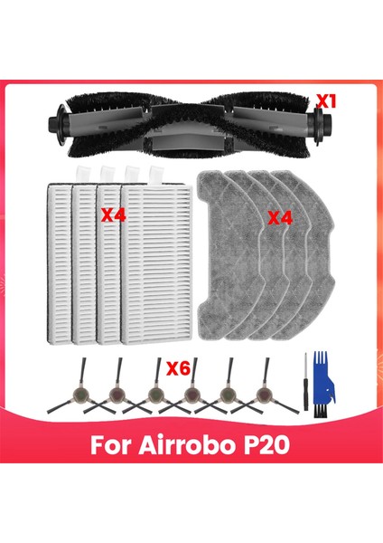 Airrobo P20 Robot Süpürge Ana Yan Fırçalar Hepa Filtreler Paspas Bezi Toz Torbaları Yedek Parçalar (Yurt Dışından)