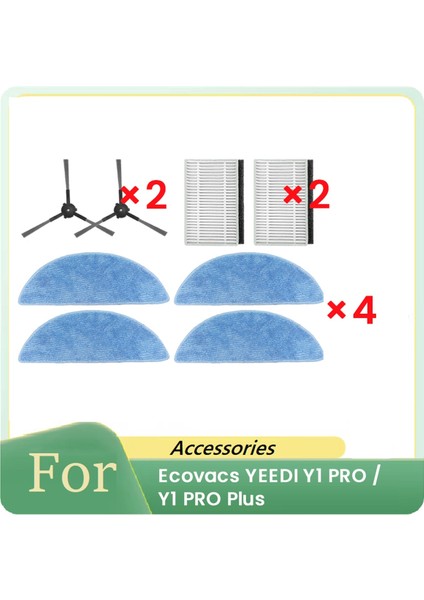 Ecovacs Yeedı Y1 Pro / Y1 Pro Plus Robot Süpürge Parçaları Yedek Filtre Yan Fırça Bezi Için 8 Adet (Yurt Dışından)