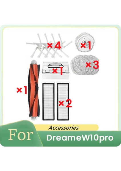 Dreame W10 Pro Elektrikli Süpürge Aksesuarları Seti Için 12 Adet Ana Yan Fırça Filtresi Paspas Temizleyici Parçaları Değişimi (Yurt Dışından)