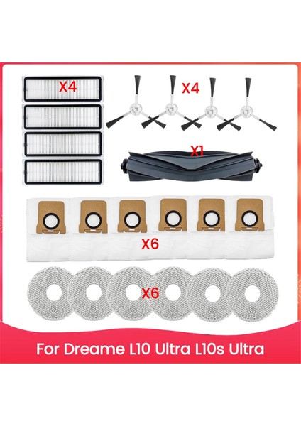 Dreame L10 Ultra L10S Ultra Ana Yan Fırça Hepa Filtre Paspas Bezi Toz Torbaları Robot Süpürge Parçaları (Yurt Dışından)