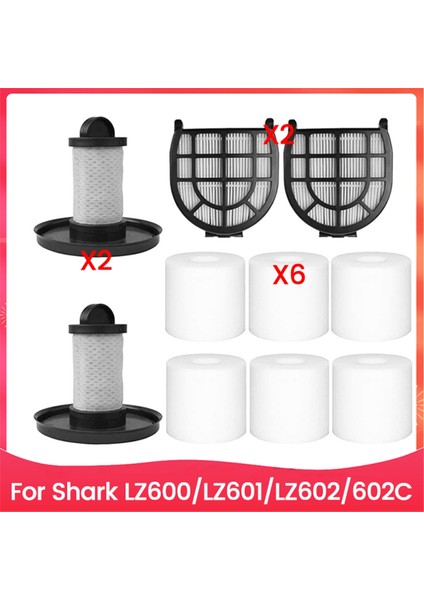 Shark LZ600 LZ601 LZ602 Elektrikli Süpürge Aksesuarları Için 10 Adet Filtre Seti Ön ve Arka Filtre Pamuk (Yurt Dışından)