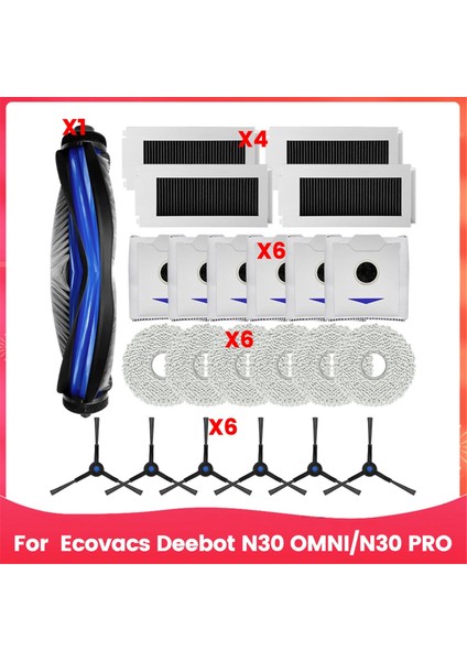Ecovacs Deebot N30 OMNI/N30 Pro Elektrikli Süpürge Için Yedek Aksesuar Seti Ana Yan Fırça Hepa Filtreler Toz Torbaları (Yurt Dışından)
