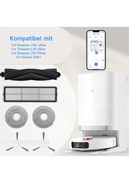 Dreame L10S / L10 Ultra / L10 Prime / Xiaomi X20+ Robot Süpürge Parçaları Ana Yan Fırça Hepa Filtreler Paspas Bezi (Yurt Dışından) modelleri
