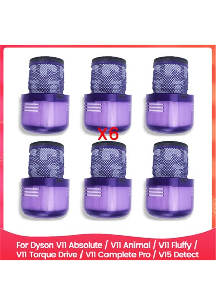 Dyson V11 Absolute V11 Animal V11 Fluffy V11 Torque Drive V11 Complete Pro V15 Detect Elektrikli Süpürgeler Için 6 Adet Filtre (Yurt Dışından)