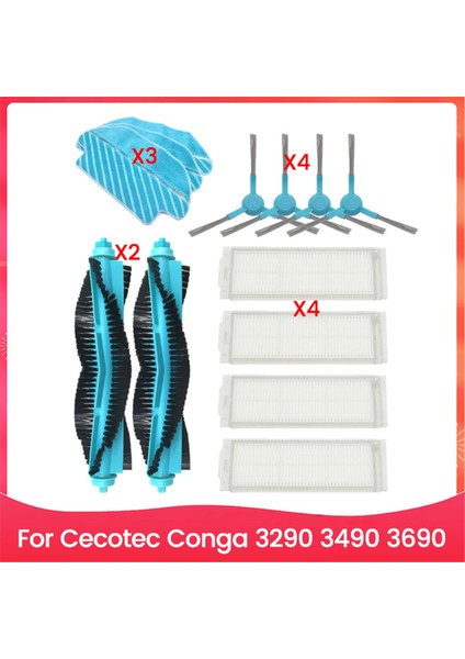 Cecotec Conga 3290 3490 3690 Elektrikli Süpürge Yedek Parçaları Yedek Hepa Filtre Silindir Fırça Paspas Pedleri Bez (Yurt Dışından)