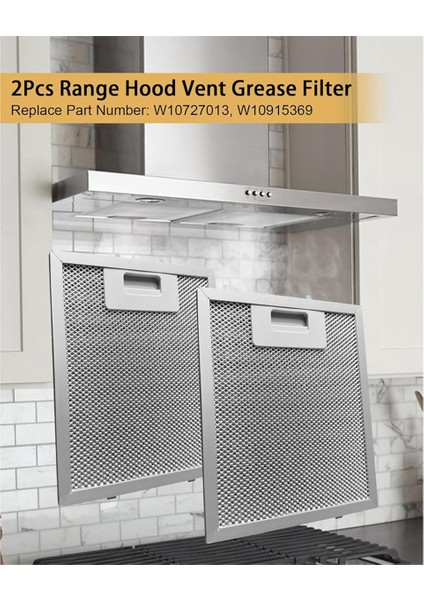 2 Adet W10915369 Davlumbaz Yağ Filtresi W10727013 Whirlpool, Jenn Air, Kitchen Aid, Alüminyum Ağ Yağ Havalandırma Filtresi (Yurt Dışından) fırsatları