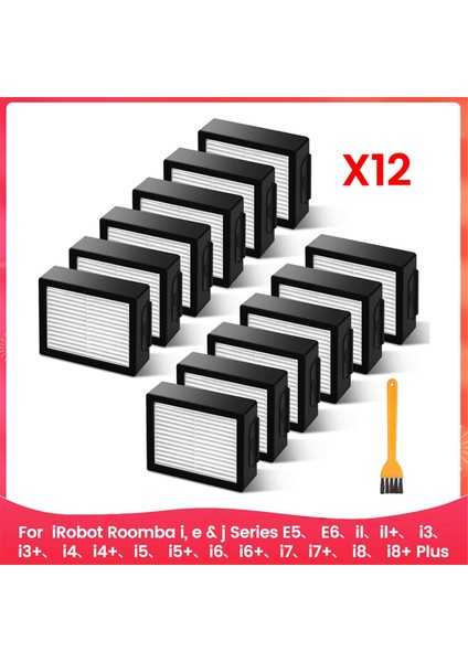 12 Pcs Hepa Filtre Irobot Roomba Eı ve J Serisi E5 E6 I1 I1+ I3 I3+ I4 I4+ I5 I5+ I6 I6+ I7 I7+ I8 I8+ Vakum Parçaları (Yurt Dışından)
