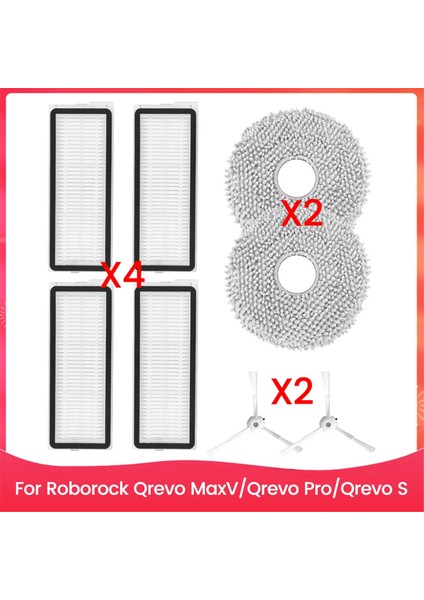 Roborock Qrevo Maxv/qrevo Pro/qrevo S Robot Süpürge Yedek Parçaları Için Aksesuar Seti Paspas Pedleri Hepa Filtreleri (Yurt Dışından)