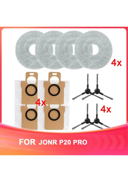 Jonr Için P20 Pro Robot Süpürge Yedek Aksesuar Seti - Mendiller, Toz Torbaları, Yan Fırçalar (Yurt Dışından)