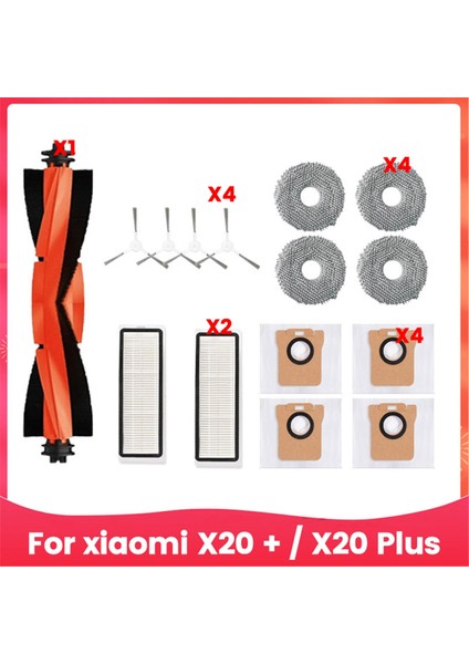 Xiaomi Robot Vakum X20 + / X20 Plus Toz Torbası Paspas Bezi Aksesuarları Ana Yan Fırça Hepa Filtreleri Yedek Parçalar (Yurt Dışından)