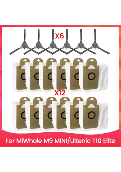 Miwhole M9 Mını Için 18 Adet Vakumlu Toz Torbası ve Fırça Seti Ultenic T10 Elite Elektrikli Süpürge Yedek Parçaları (Yurt Dışından)
