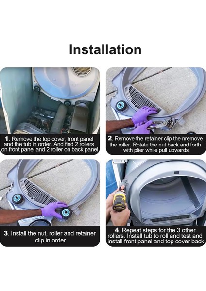 DC97-16782A Kurutma Makinesi Tekerlekleri Takımı Samsung DV45H7000EW/A2 DV42H5200EP/A3 DV48H7400EW/A2 DC97-16782C DC97-16782D'YI Değiştirin (Yurt Dışından) fırsatları