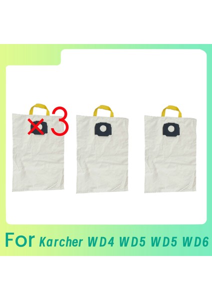 3 Adet Parça Bez Toz Torbası Yıkanabilir Filtre Torbası Karcher Wd4 Wd5 Wd6 Elektrikli Süpürge Parçaları Krem Beyaz (Yurt Dışından)