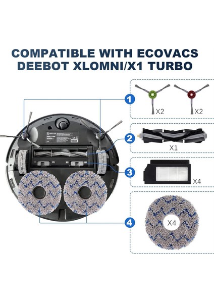 Ecovacs Deebot X1 Omni Turbo T10 T20 Omni T20/T20 MAX/T20 Prorobot Elektrikli Süpürge Ana Yan Fırça Filtresi Paspas Torbaları (Yurt Dışından) indirimleri