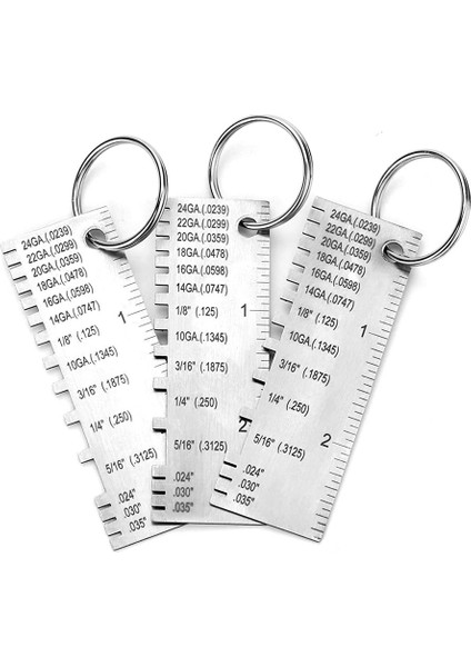 Metal Sac Kalınlığı Ölçer, 3 Paket Paslanmaz Çelik Tel Ölçer Boyut Muayene Aracı Kaynak Aleti Aksesuarları (Yurt Dışından)