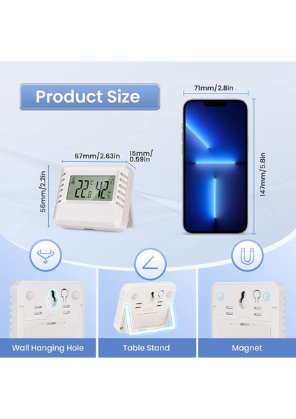 Iç Mekan Kullanımı Için LCD Dijital Termometre Mini Oda Termometresi Termo-Higrometre Nem Ölçer Oturma Odası Için Beyaz (Yurt Dışından) indirimleri