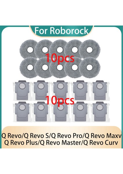 Roborock Q Revo S/q Revo Pro/q Revo Maxv/q Revo Master/q Revo Plus/q Revo Curv Vakum Parçaları Için 20 Adet Mop Ped Toz Torbası (Yurt Dışından)