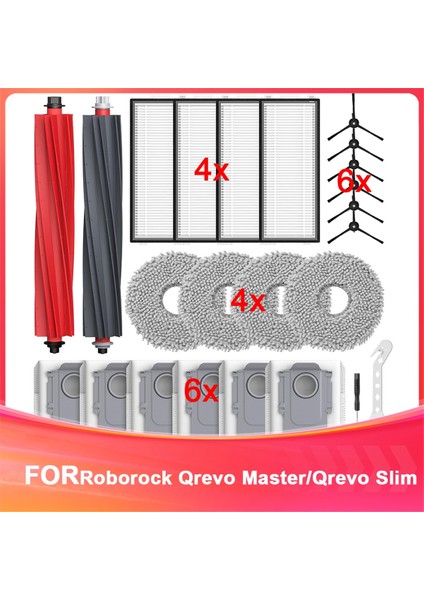 Roborock Qrevo Master/qrevo Slim Rbot Elektrikli Süpürge Aksesuarları, Silindir Fırça, Hepa Filtreler, Toz Torbaları, Mendiller (Yurt Dışından)