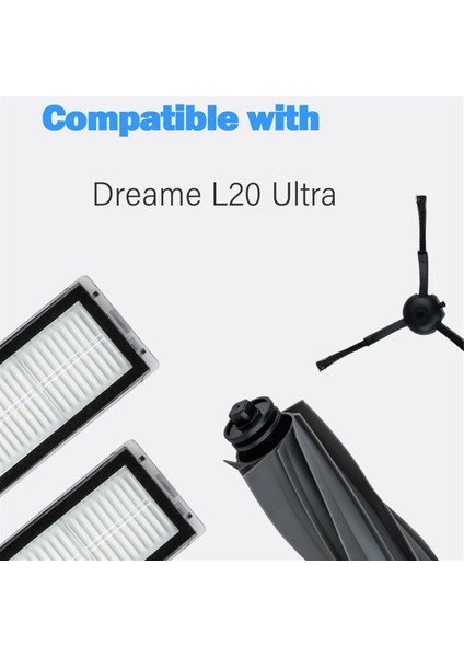 Dreame L20 Ultra / L30 Ultra / X20 Pro Robot Süpürge Için Aksesuar Seti Ana Yan Fırça Hepa Filtre Paspas Pedi Toz Torbası (Yurt Dışından)