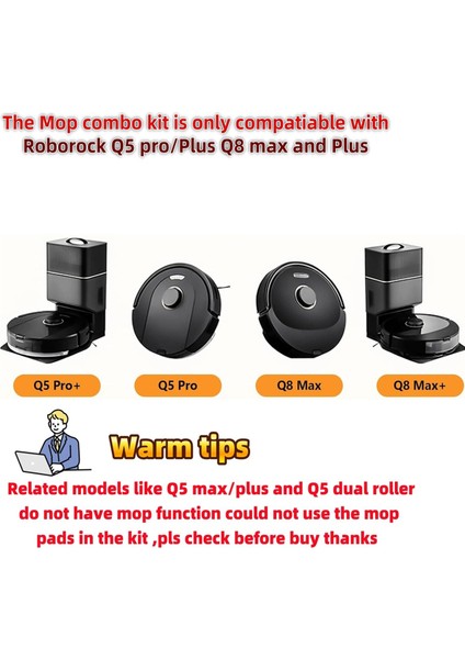 Roborock Q5 Pro/q5 Pro +Plus /q8 Max/q8 Max Plus Robot Süpürge, Ana Fırça, Paspas Bezi Için Aksesuar Seti Yedek Parçaları (Yurt Dışından) modelleri