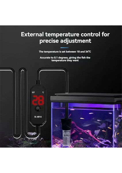 Akvaryum Isıtıcı Ayarlanabilir Dalgıç Balık Tankı Isıtıcı 25W Dijital Ekranlı Harici Sıcaklık Kontrol Cihazı 18-34°c (Yurt Dışından) fiyatları