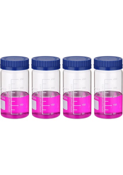 4 Paket Reaktif Ortam Depolama Şişeleri, 500ML Borosilikat Cam Geniş Ağızlı Dereceli Yuvarlak Şişeler GL32 Vidalı Kapaklı (Yurt Dışından)