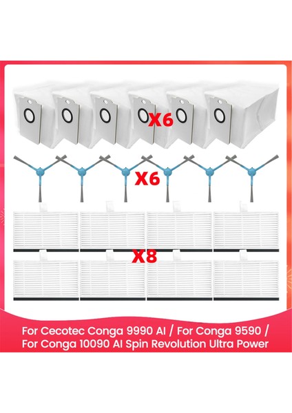 Cecotec Conga 9990 Aı/conga 9590/CONGA 10090 Aı Spin Revolution Ultra Power Ev Vakum Parçaları Yan Fırça Toz Torbası (Yurt Dışından)